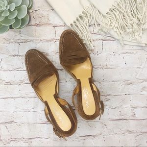 Via Spiga Brown Suede Slingback Loafer-Style Heels